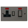 Click Deco Black Nickel 45A Cooker Switch with 13A Socket VPBN505BK