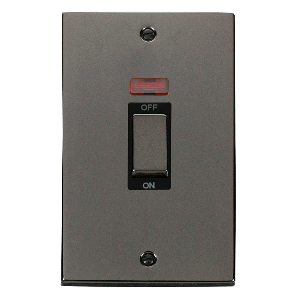 Click Deco Black Nickel 45A Cooker Switch with Neon VPBN503BK