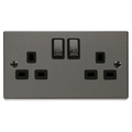 Click Deco Black Nickel 13A Double Socket VPBN536BK
