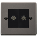 Click Deco Black Nickel Double TV Socket VPBN066MBK