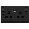 Click Deco Matt Black 13A Double A+C USB Socket VPMB586BK