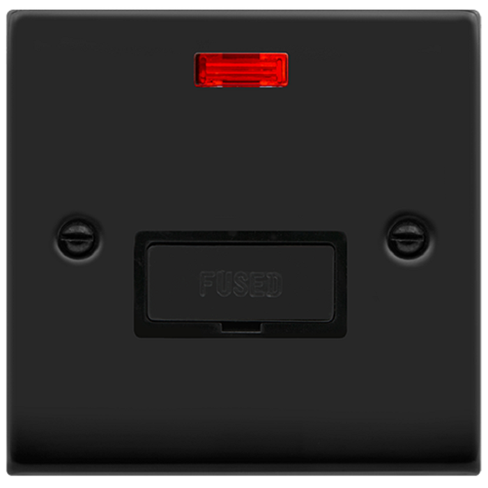 Click Deco Matt Black 13A Unswitched Spur with Neon VPMB753BK