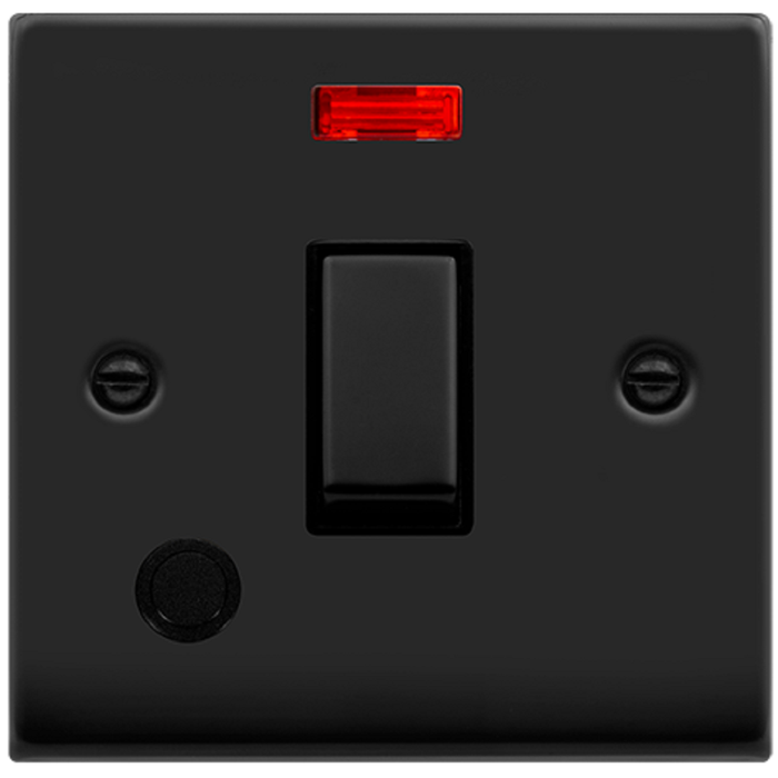 Click Deco Matt Black 20A Double Pole Switch with Neon and Flex VPMB523BK