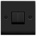 Click Deco Matt Black 2G Light Switch VPMB412BK