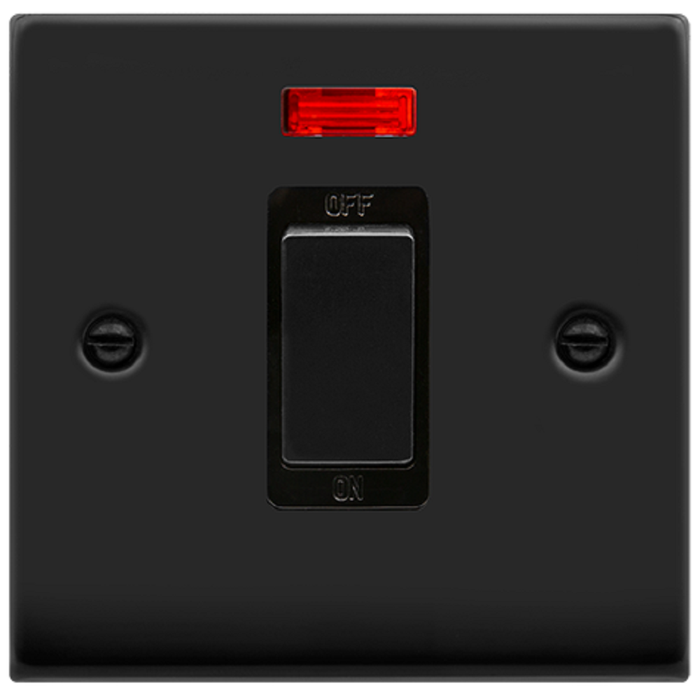 Click Deco Matt Black 45A Cooker Switch with Neon VPMB501BK