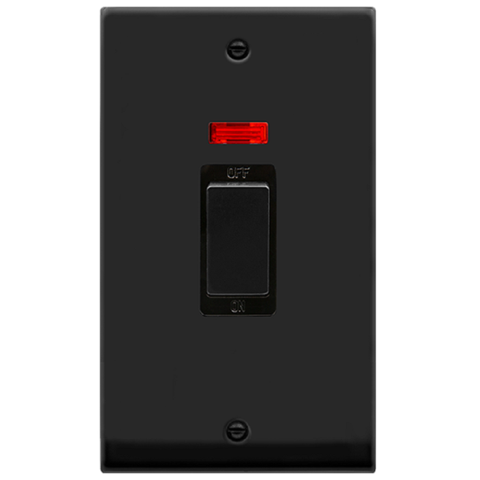 Click Deco Matt Black 45A Cooker Switch with Neon VPMB503BK