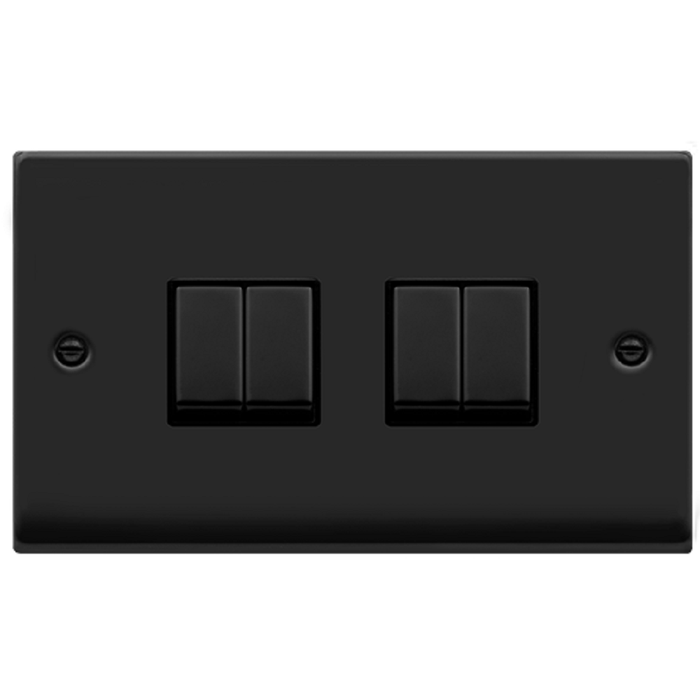 Click Deco Matt Black 4G Light Switch VPMB414BK