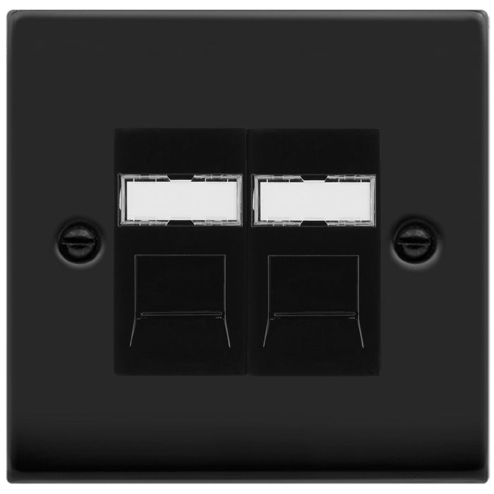 Click Deco Matt Black Double Cat5e Data Socket VPMBRJ452BK
