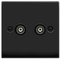 Click Deco Matt Black Double Isolated TV Socket VPMB159BK