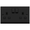 Click Deco Matt Black 13A Double Socket VPMB536BK