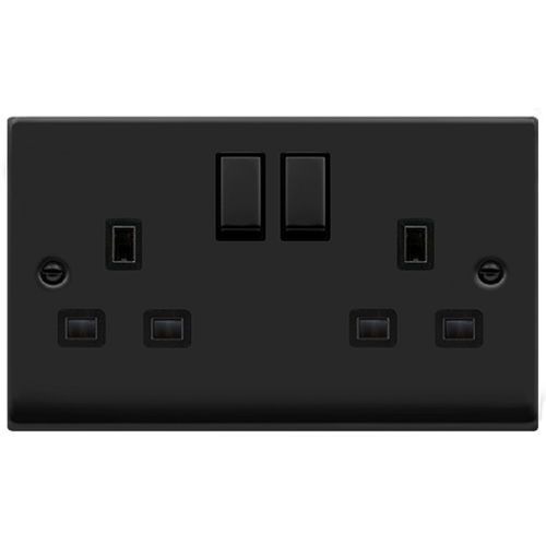 Click Deco Matt Black 13A Double Socket VPMB536BK