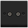 Click Deco Matt Black Double TV Socket VPMB066BK