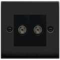 Click Deco Matt Black Double TV Socket VPMB066MBK