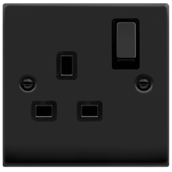 Click Deco Matt Black 13A Single Socket VPMB535BK