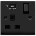 Click Deco Matt Black 13A Single USB Socket VPMB571UBK