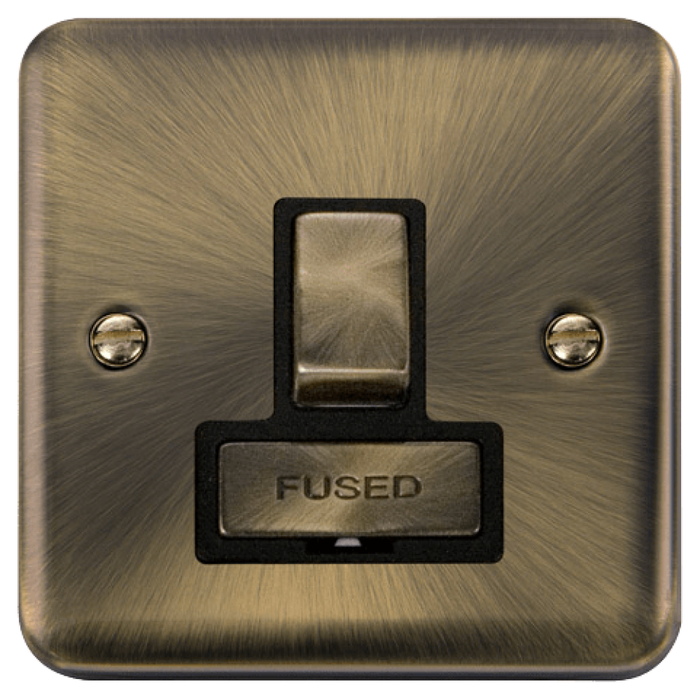 Click Deco Plus Antique Brass 13A Switched Spur DPAB751BK Available from RS Electrical Supplies