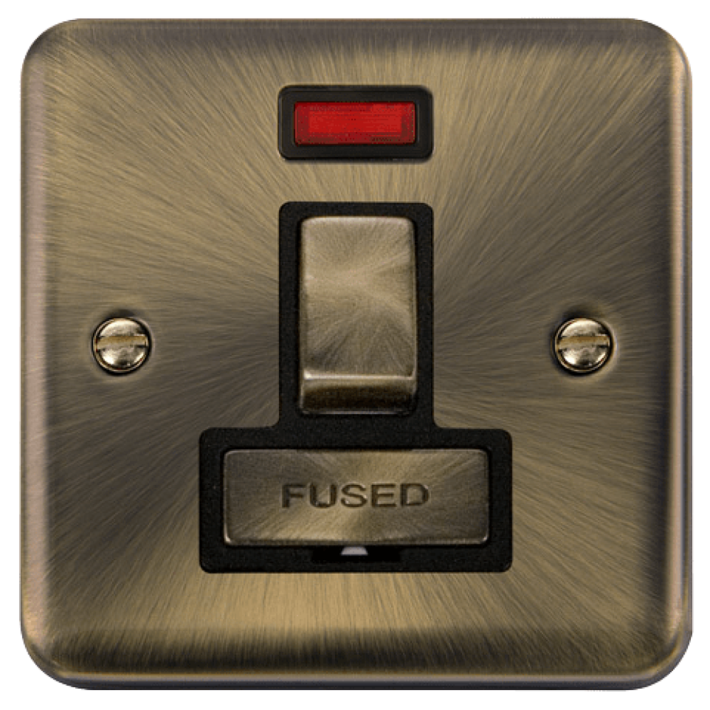 Click Deco Plus Antique Brass 13A Switched Spur with Neon DPAB752BK ...