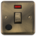 Click Deco Plus Antique Brass 20A Double Pole Switch with Neon and Flex DPAB523BK Available from RS Electrical Supplies
