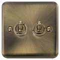 Click Deco Plus Antique Brass 2G Toggle Switch DPAB422 Available from RS Electrical Supplies
