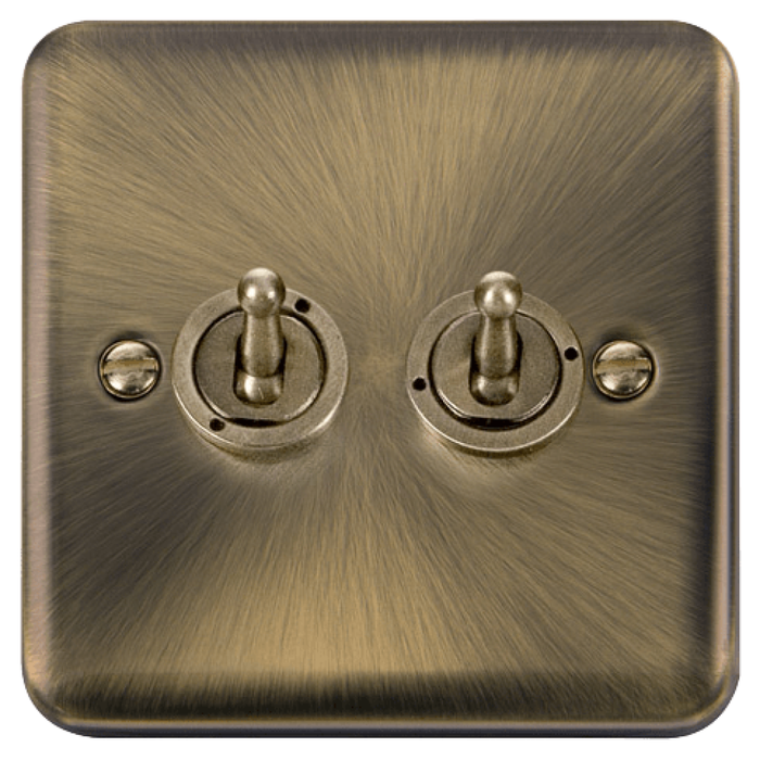 Click Deco Plus Antique Brass 2G Toggle Switch DPAB422 Available from RS Electrical Supplies