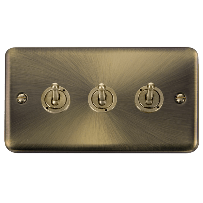 Click Deco Plus Antique Brass 3G Toggle Switch DPAB423 Available from RS Electrical Supplies