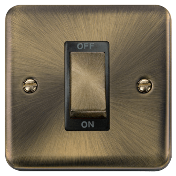 Click Deco Plus Antique Brass 45A Cooker Switch DPAB500BK Available from RS Electrical Supplies