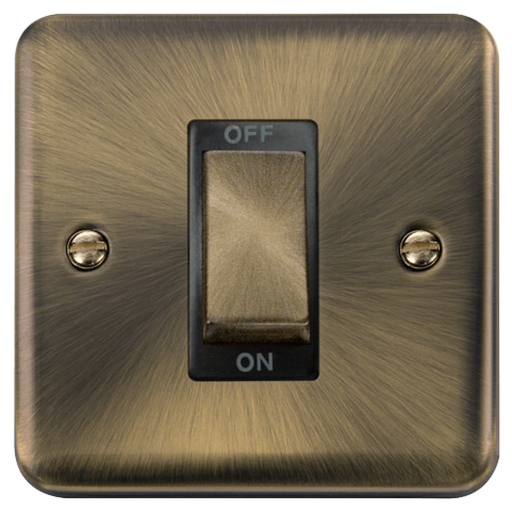 Click Deco Plus Antique Brass 45A Cooker Switch DPAB500BK Available from RS Electrical Supplies