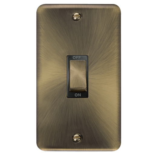 Click Deco Plus Antique Brass 45A Cooker Switch DPAB502BK Available from RS Electrical Supplies