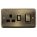 Click Deco Plus Antique Brass 45A Cooker Switch with 13A Socket DPAB504BK Available from RS Electrical Supplies