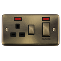 Click Deco Plus Antique Brass 45A Cooker Switch with 13A Socket DPAB505BK Available from RS Electrical Supplies