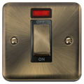 Click Deco Plus Antique Brass 45A Cooker Switch with Neon DPAB501BK Available from RS Electrical Supplies