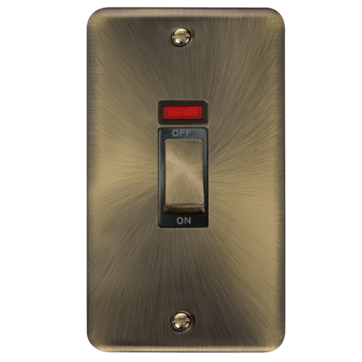 Click Deco Plus Antique Brass 45A Cooker Switch with Neon DPAB503BK Available from RS Electrical Supplies