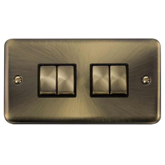 Click Deco Plus Antique Brass 4G Light Switch DPAB414BK Available from RS Electrical Supplies