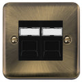 Click Deco Plus Antique Brass Double Cat5e Data Socket DPABRJ452BK Available from RS Electrical Supplies