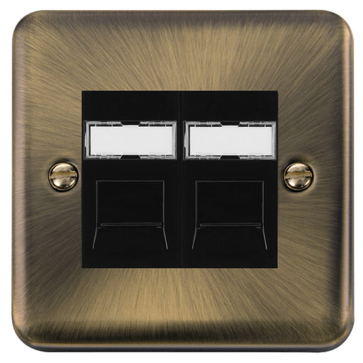 Click Deco Plus Antique Brass Double Cat6 Data Socket DPABRJ4562BK Available from RS Electrical Supplies