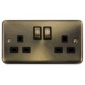 Click Deco Plus Antique Brass 13A Double Socket DPAB536BK Available from RS Electrical Supplies
