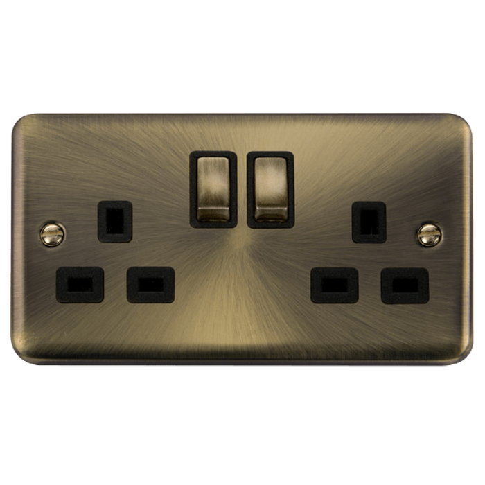 Click Deco Plus Antique Brass 13A Double Socket DPAB536BK Available from RS Electrical Supplies