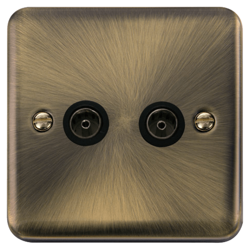Click Deco Plus Antique Brass Double TV Socket DPAB066BK Available from RS Electrical Supplies