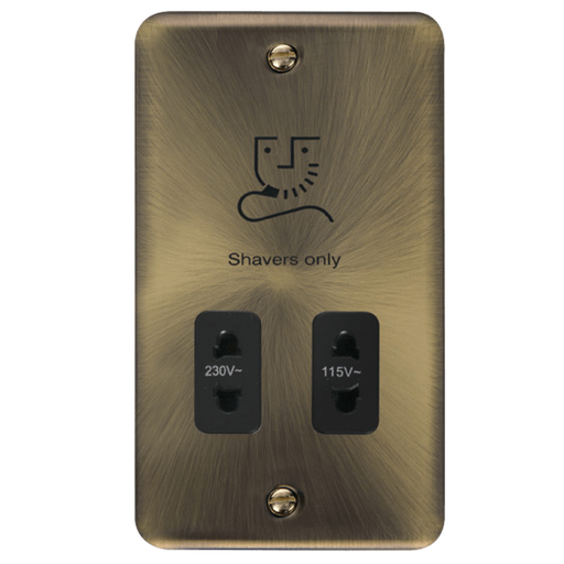 Click Deco Plus Antique Brass Shaver Socket DPAB100BK Available from RS Electrical Supplies