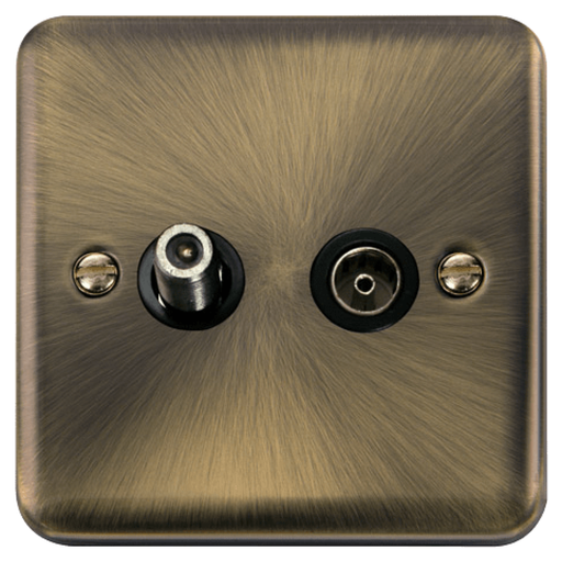 Click Deco Plus Antique Brass TV and Satellite Socket DPAB170MBK Available from RS Electrical Supplies