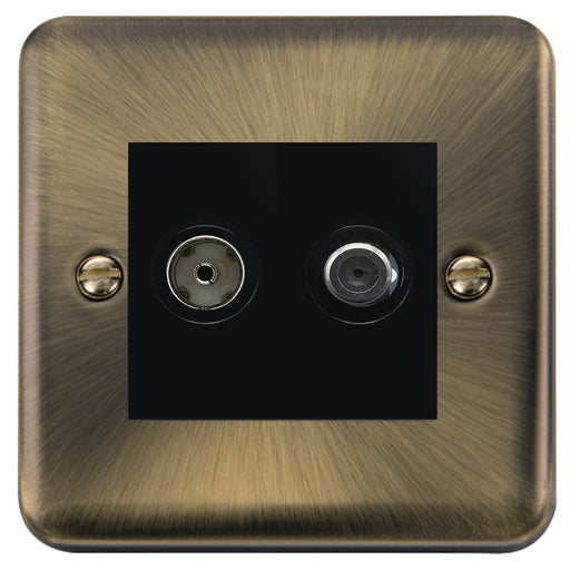 Click Deco Plus Antique Brass TV and Satellite Socket DPAB157MBK Available from RS Electrical Supplies