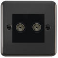 Click Deco Plus Black Nickel Double Isolated TV Socket DPBN159MBK