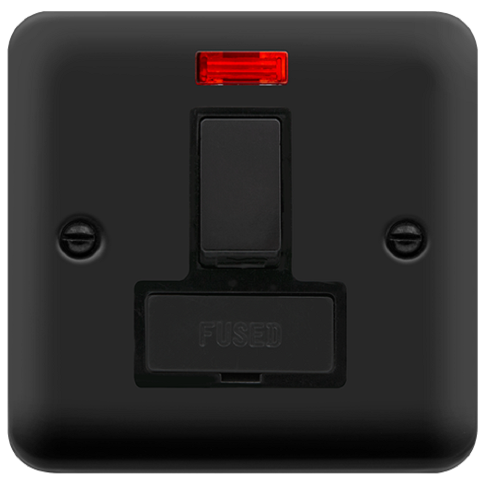 Click Deco Plus Matt Black 13A Switched Spur with Neon DPMB752BK | RS ...