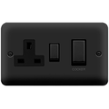 Click Deco Plus Matt Black 45A Cooker Switch with 13A Socket DPMB504BK