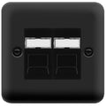 Click Deco Plus Matt Black Double Cat5e Data Socket DPMBRJ452BK