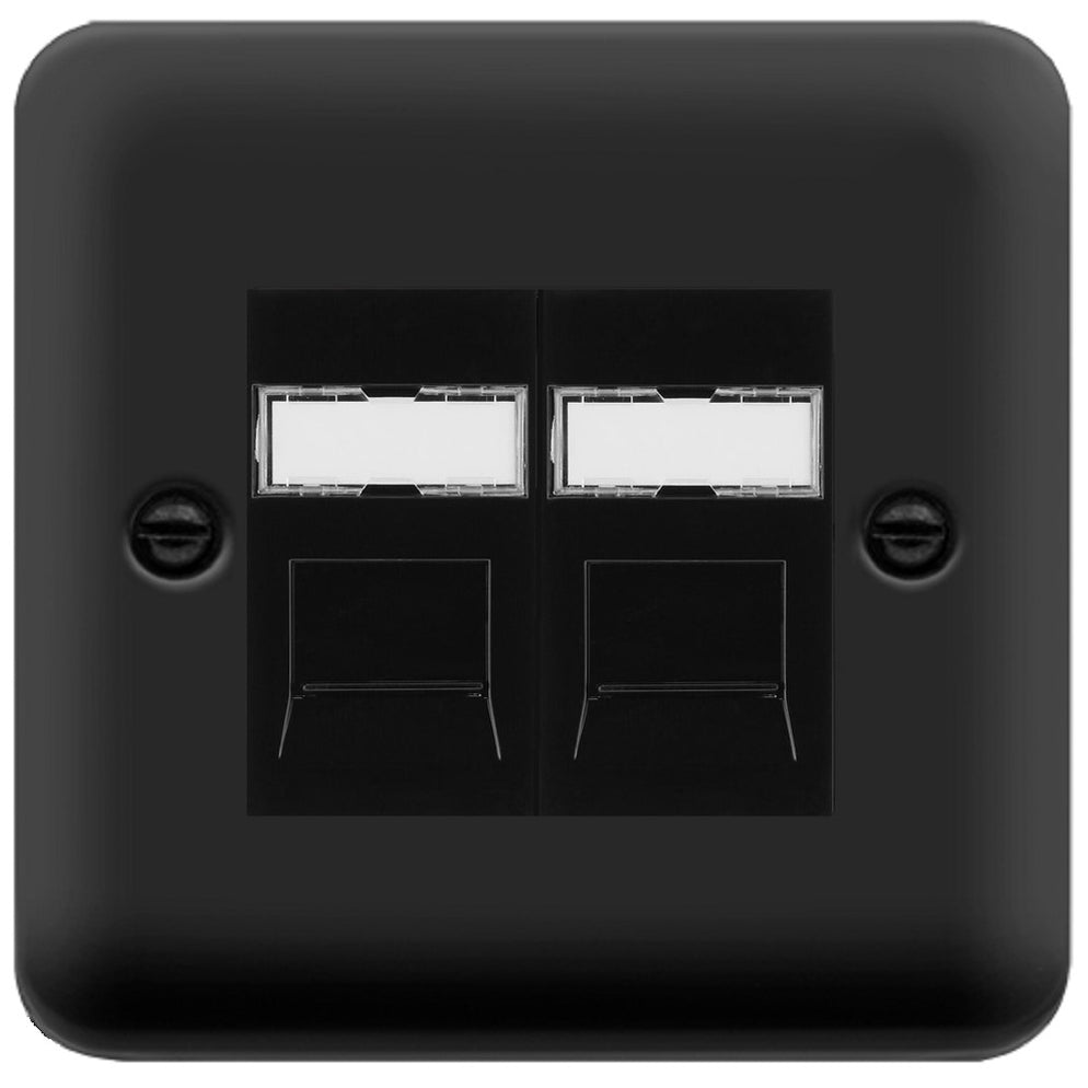 Click Deco Plus Matt Black Double Cat5e Data Socket DPMBRJ452BK | RS ...