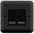 Click Deco Plus Matt Black Double Slave Telephone Socket DPMB126MBK