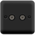 Click Deco Plus Matt Black Double TV Socket DPMB066BK