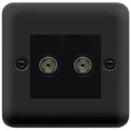 Click Deco Plus Matt Black Double TV Socket DPMB066MBK