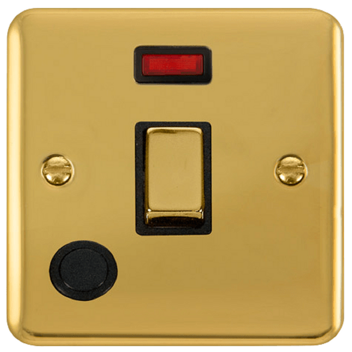 Click Deco Plus Polished Brass 20A Double Pole Switch with Neon and Flex DPBR523BK